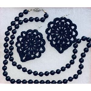 Romantic Goth jewelry New Victorian Look Earrings Moody VTG Black Onyx Necklace